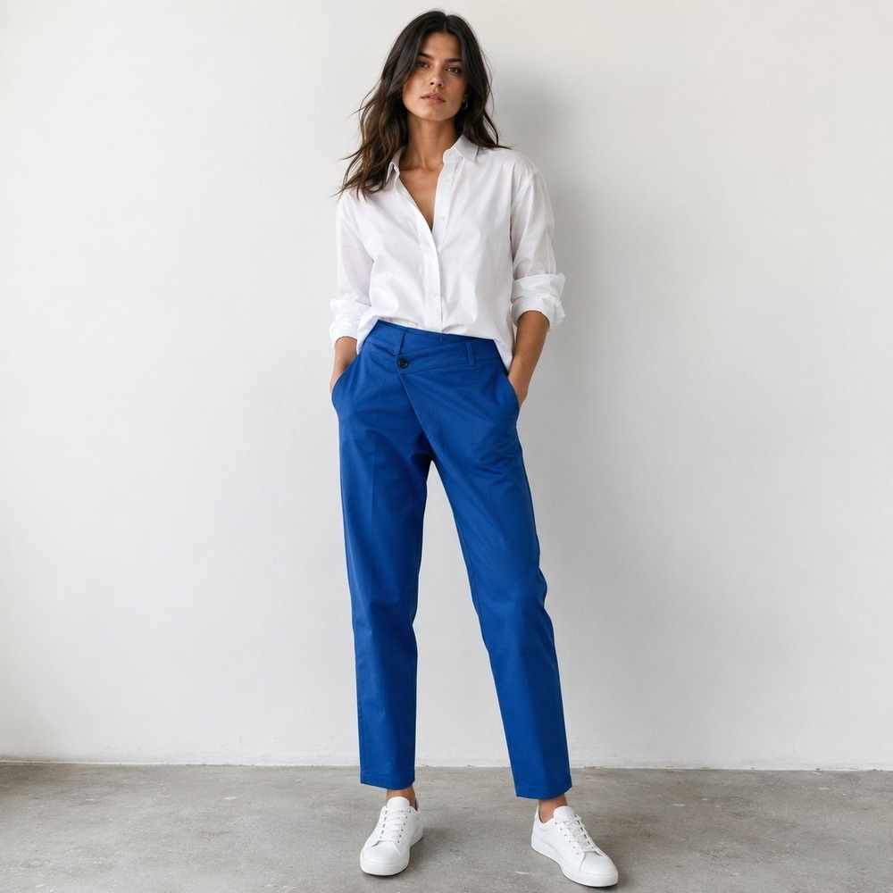 The Phluid Project Blue‎ Asymmetrical Waist Chino Pants Small Tapered New